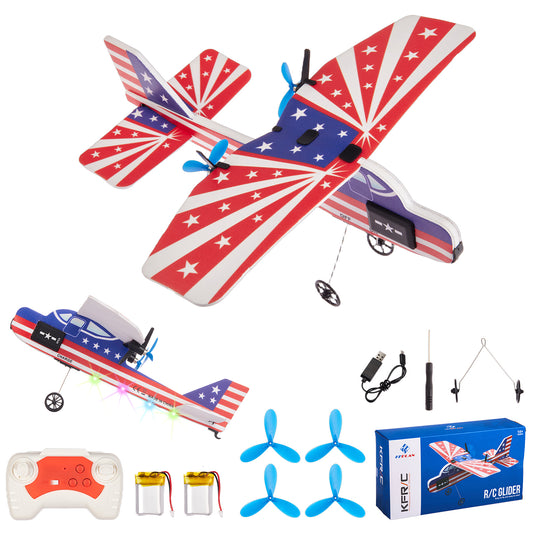 Zacro RC Plane, 2.4GHZ Remote Control Airplane Toy with Colorful LED Lights, Easy to Fly RC Glider Toy for Beginners Kids Boys Girls Adults