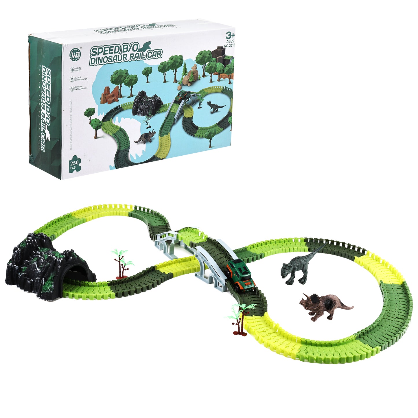 Anpro Dinosaur Toys Race Track Toy Set for Kids, Race Car Track Set Christmas Gifts For Boys Girls Kids