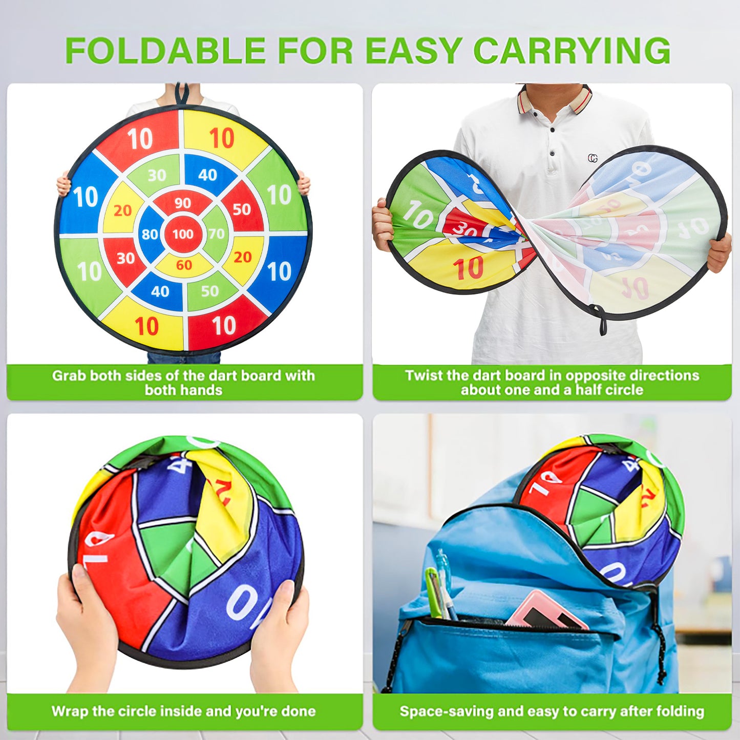 Lictin Dart Board for Kids, 29 inch Large Dart Board Games Set with 16 Stick Balls and 3 Hooks, Safe Indoor Outdoor Yard Party Sports Game Toys for Boys Ages 3+