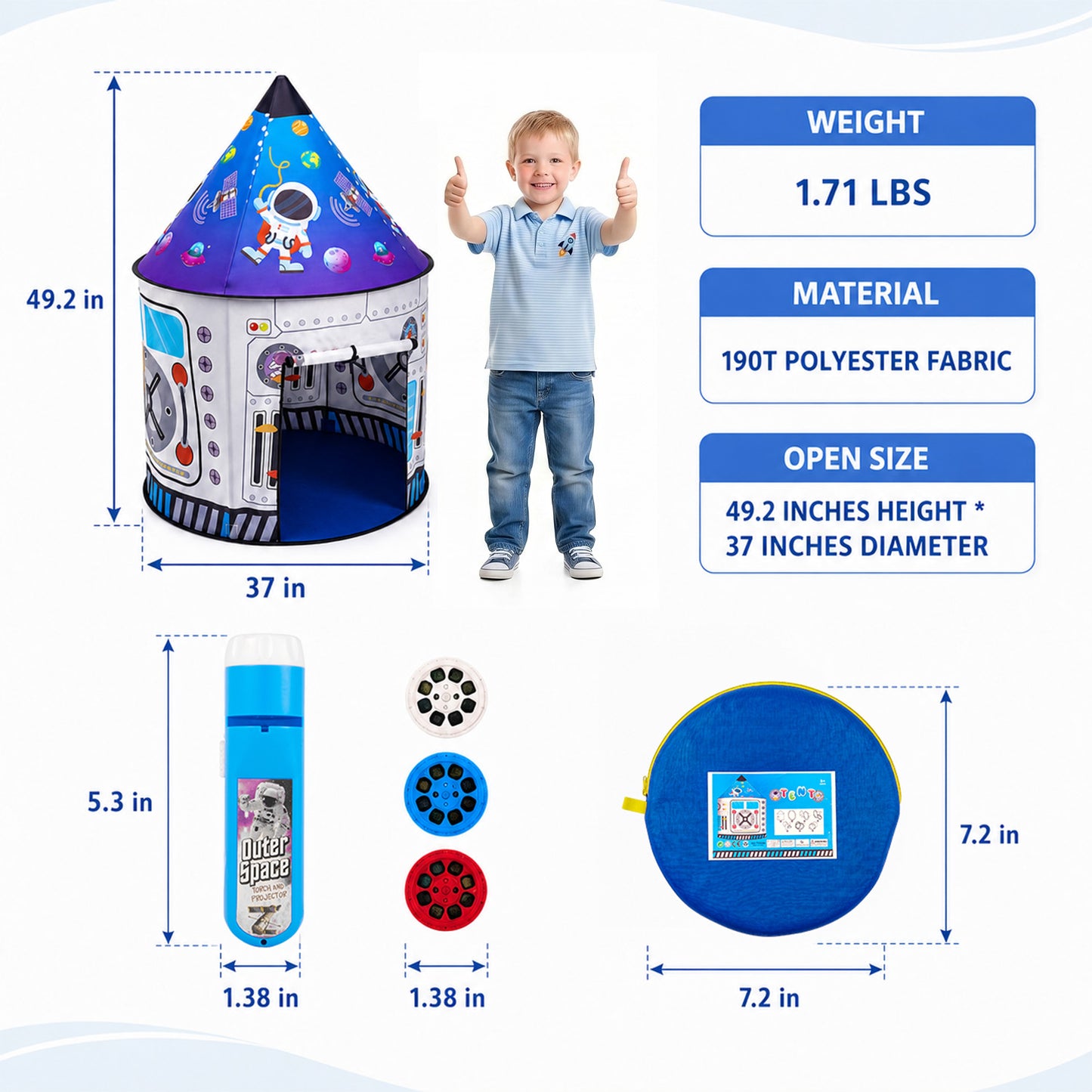 Lictin Rocket Ship Play Tent for Kids, Spaceship Astronaut Themed Pretend Play Tent House for Indoor Outdoor, Pop Up Foldable Tent Toys Gift Toddler Boys