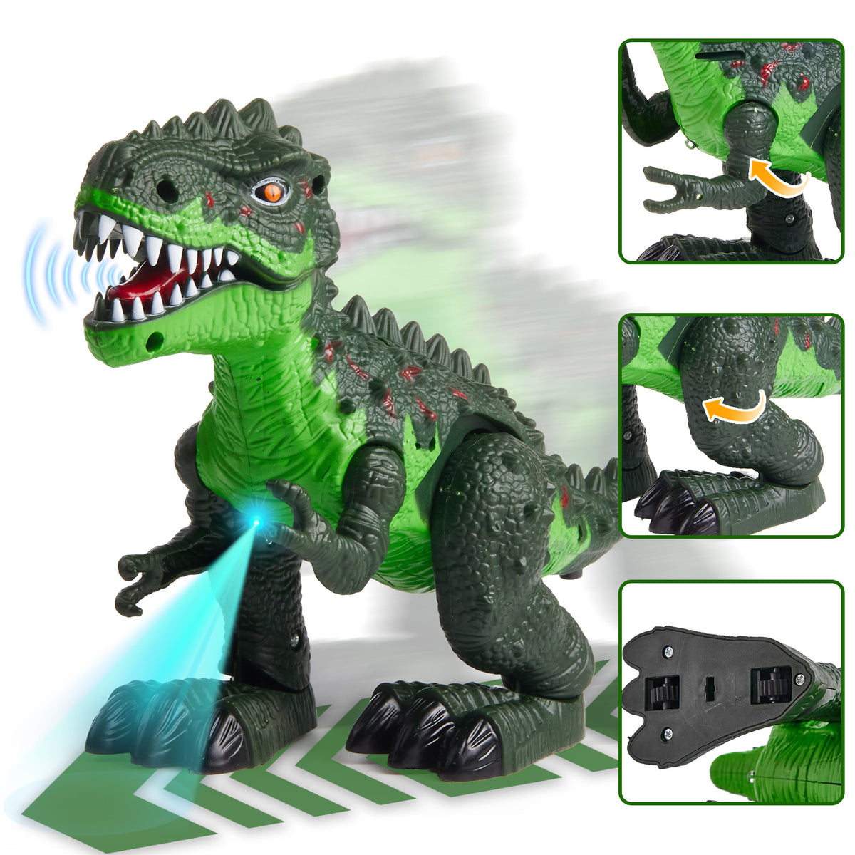 Walking Dinosaur,  Electric T-Rex with Light and Roaring Sound, Electric Walking Dinosaur Toys for Kids, Dinosaur Toy Gift for Boys and Girls, Green