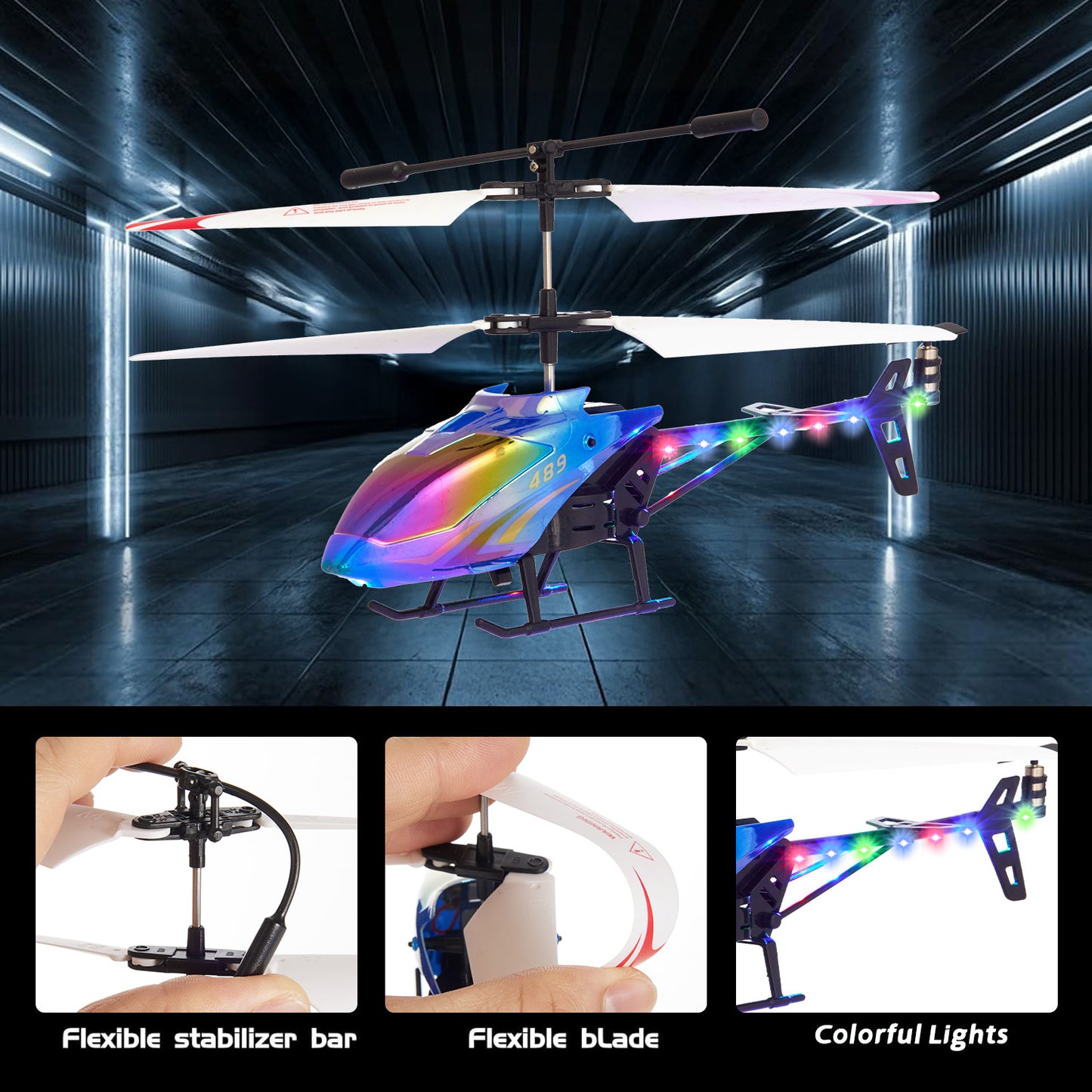 Lictin Remote Control Helicopter, 2.4GHz RC Helicopters with Colorful Lights, 3.5 Channel Aircraft Indoor Flying Toy, RC Plane for Kids Ages 3 4 5 6 7
