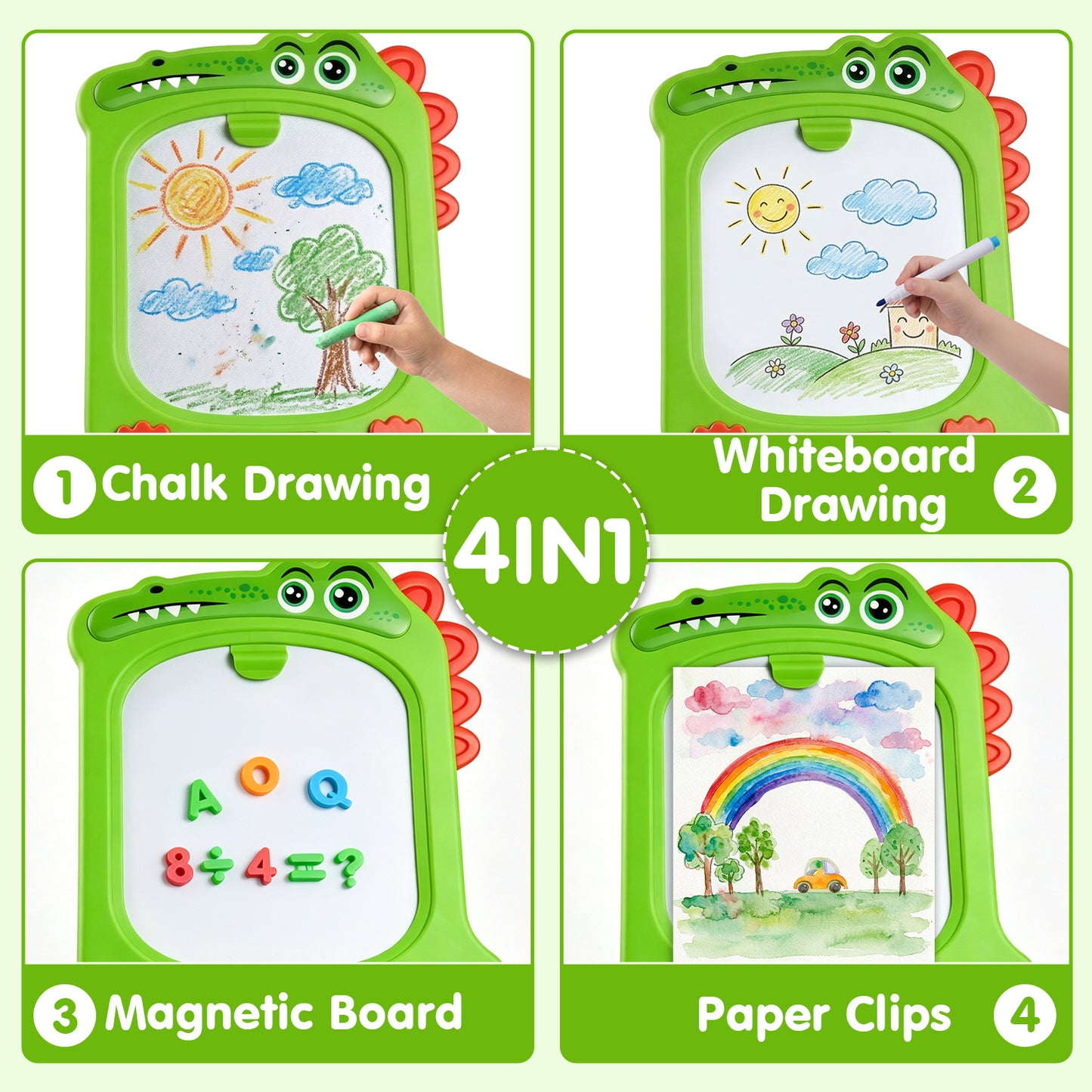 Zacro Easel for Kids, Double Sided Art Easel with Magnetic White Board, Chalk Board and Painting Accessories, Adjustable Standing Drawing Board Toy Gift for Toddlers Boys & Girls 2 3 4 5 6 Year Old
