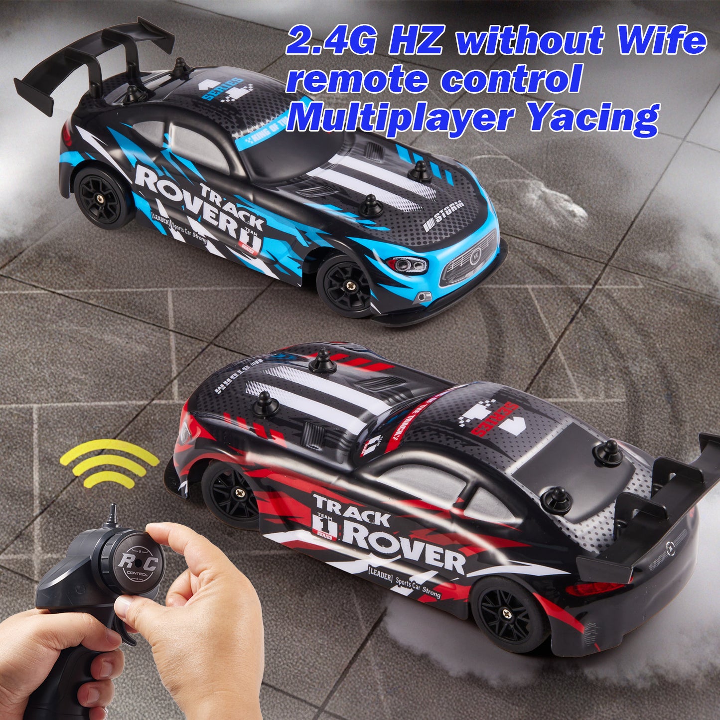 Anpro 1:24 Scale Drift RC Cars, 4WD Remote Control Car, High Speed Racing Vehicle with 2 Rechargeable Batteries, Speed Up to 30KM/H, Racing Sport Toy for Adults Boys Girls Kids