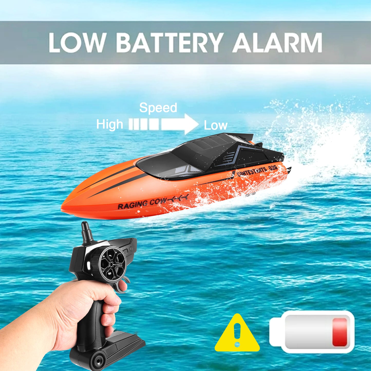 Anpro RC Boat 20+ MPH 2.4G Waterproof Remote Control Racing Boat for Kids and Adults, Orange