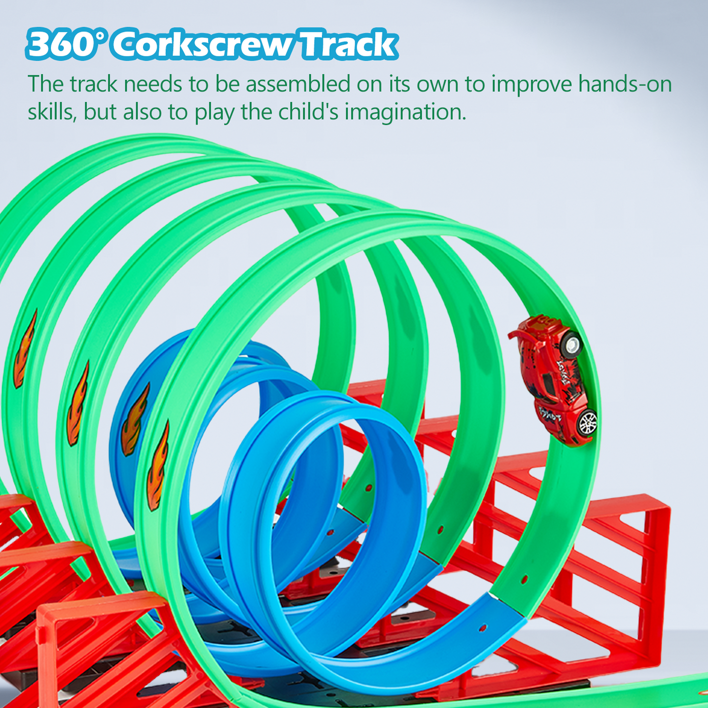 Lictin Race Track Set for Kids, Builder Loop Kit Criss Cross Track Set Starter Kit with 2 Pull-Back Cars, High Speed Car Race Track Toys for 3-6 Years Old Boys and Girls