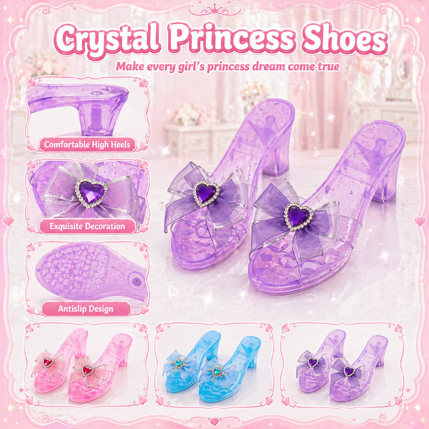 Zacro Princess Dress Up Toy Set, Toddler Dress Up Clothes Set with Skirts, Shoes, Crowns, Purses, Wands and Jewelry, Pretend Role Play Toys for Girls Toddler 3 4 5 6 Year Old