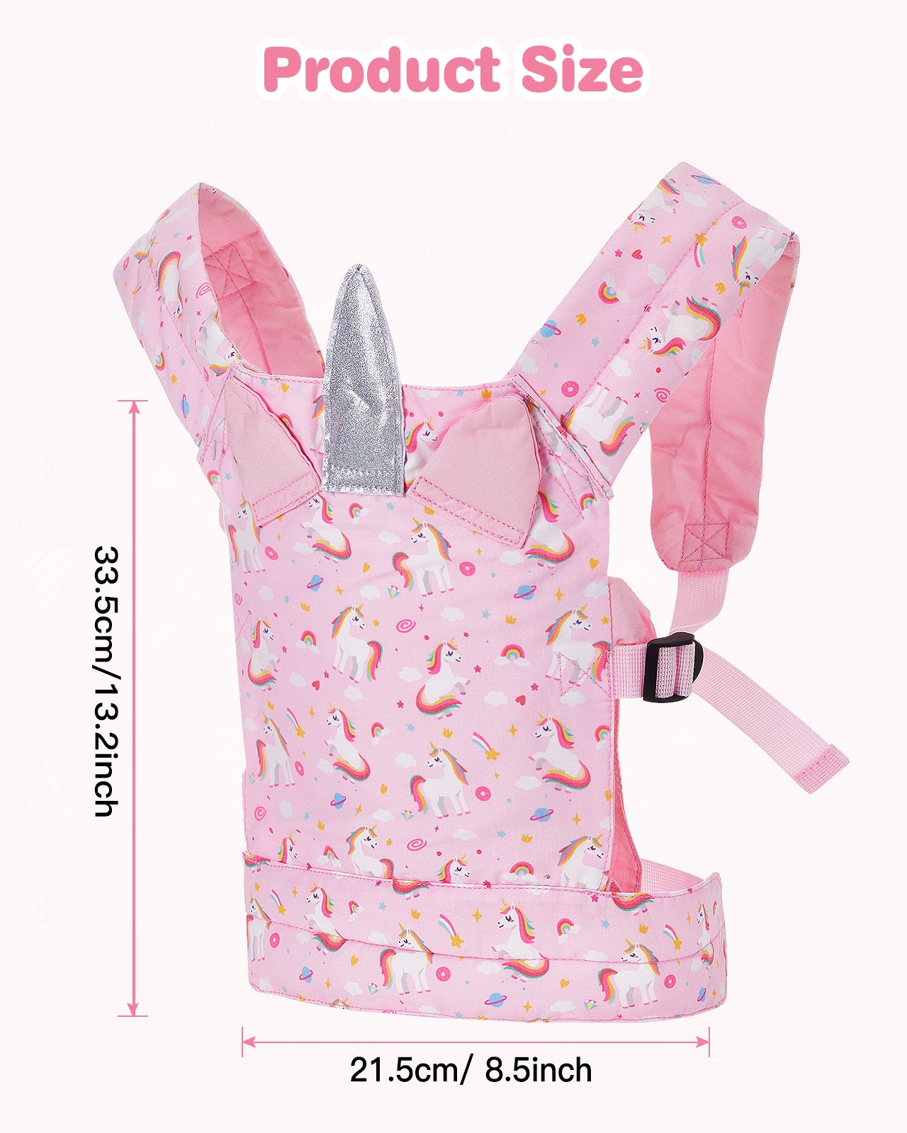 Lictin Baby Doll Carrier for Kids, Front and Back Doll Accessories Carrier with Adjustable Straps for Little Girls, Doll Carrier for Stuffed Animal Baby Doll, Pink
