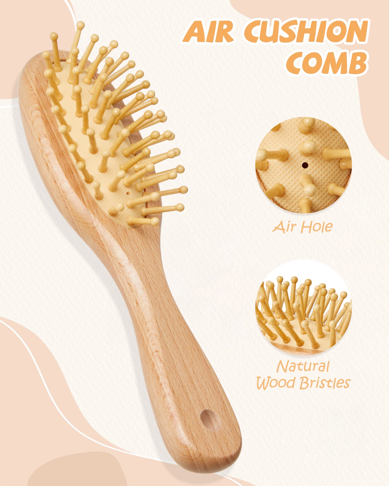 Lictin Baby Hair Brush and Comb Set, 4Pcs Newborn Wooden Hair Brush with Soft Goat Bristles, Baby Cradle Cap Comb Set, Infant Grooming Kit for Baby Shower Gift