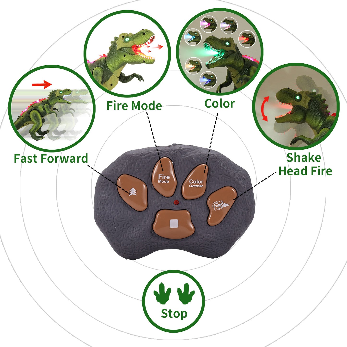 Gleamkid Remote Control Dinosaur Toy for Kids, Big T-Rex with Light up & Spray, Roar Walking Dinosaur Toy Gift for Age 3+ Toddlers Boys Girls, Green