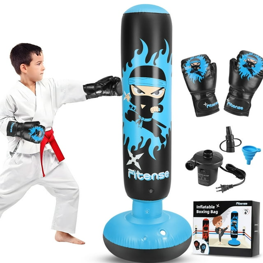 Petbank Punching Bag Toy Set for Kids, Inflatable Boxing Bag with Gloves and Pump, Christmas,Birthday Gifts for Kids Age 3-12