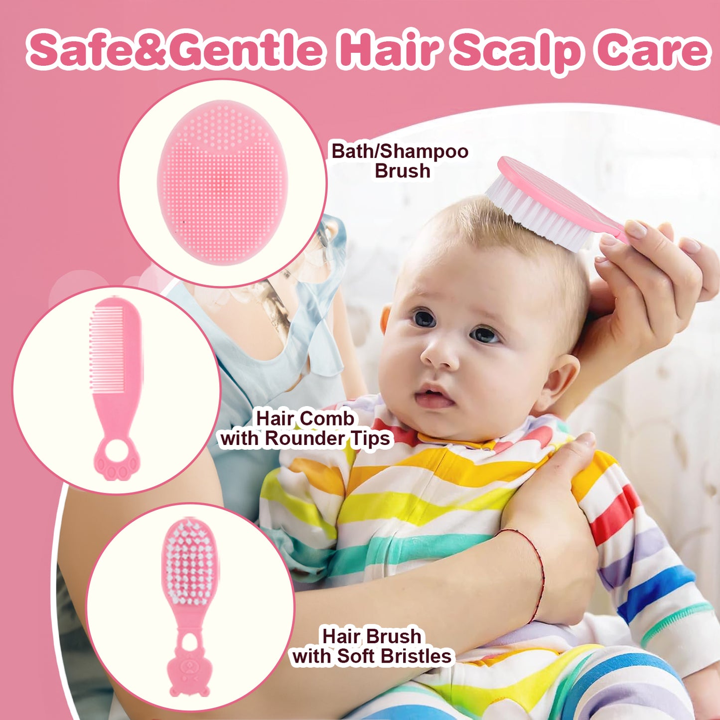 Lictin Baby Healthcare and Grooming Kit, 23 in 1 Electric Safety Nail Trimmer Newborn Nursery Health Care Set with Thermometer, for Infant Toddlers Baby Shower Gifts, Pink