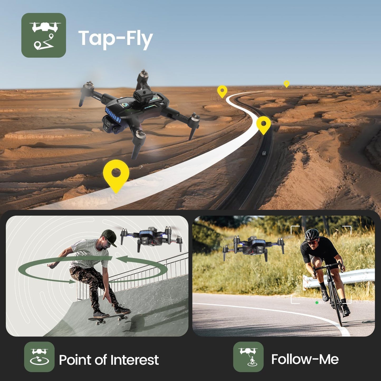 Anpro XT505 GPS Drone with 8K HD Camera for Adults & Beginners, Foldable FPV RC Quadcopter Drone with 360° Obstacle Avoidance, Brushless Motor, 5G Wifi Transmis, 2 Batteries, Carrying Case, Black
