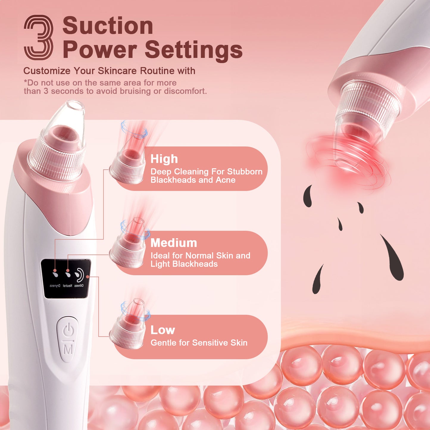 Lictin Blackhead Remover Vacuum, Rechargeable Electric Facial Pore Cleaner with 3 Suction Power & 5 Probes, Blackhead Acne Extractor Kit for Men and Women