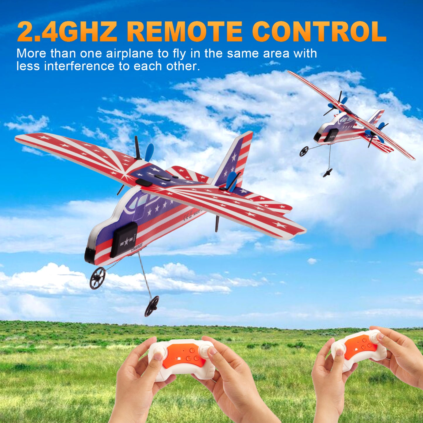 Zacro RC Plane, 2.4GHZ Remote Control Airplane Toy with Colorful LED Lights, Easy to Fly RC Glider Toy for Beginners Kids Boys Girls Adults