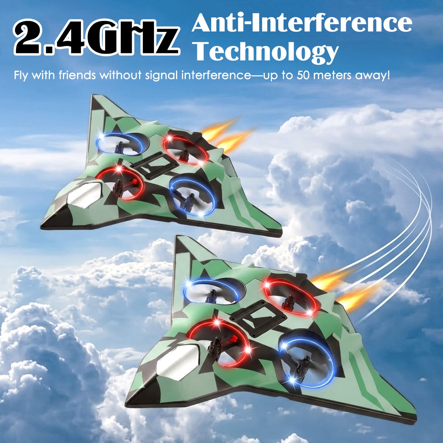 Lictin RC Plane for Kids, 2.4GHz Remote Control Airplane with 360° Flips, Altitude Hold & LED Lights, RC Aircraft Toy Gift for Boys Adults