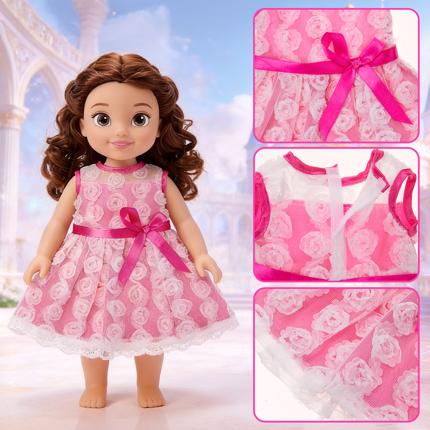 Lictin American 18 inch Doll Clothes Set, 18" Girl Doll Princess Costumes Dress Kit, 6 pcs Doll Clothing Gifts for Girl Kids