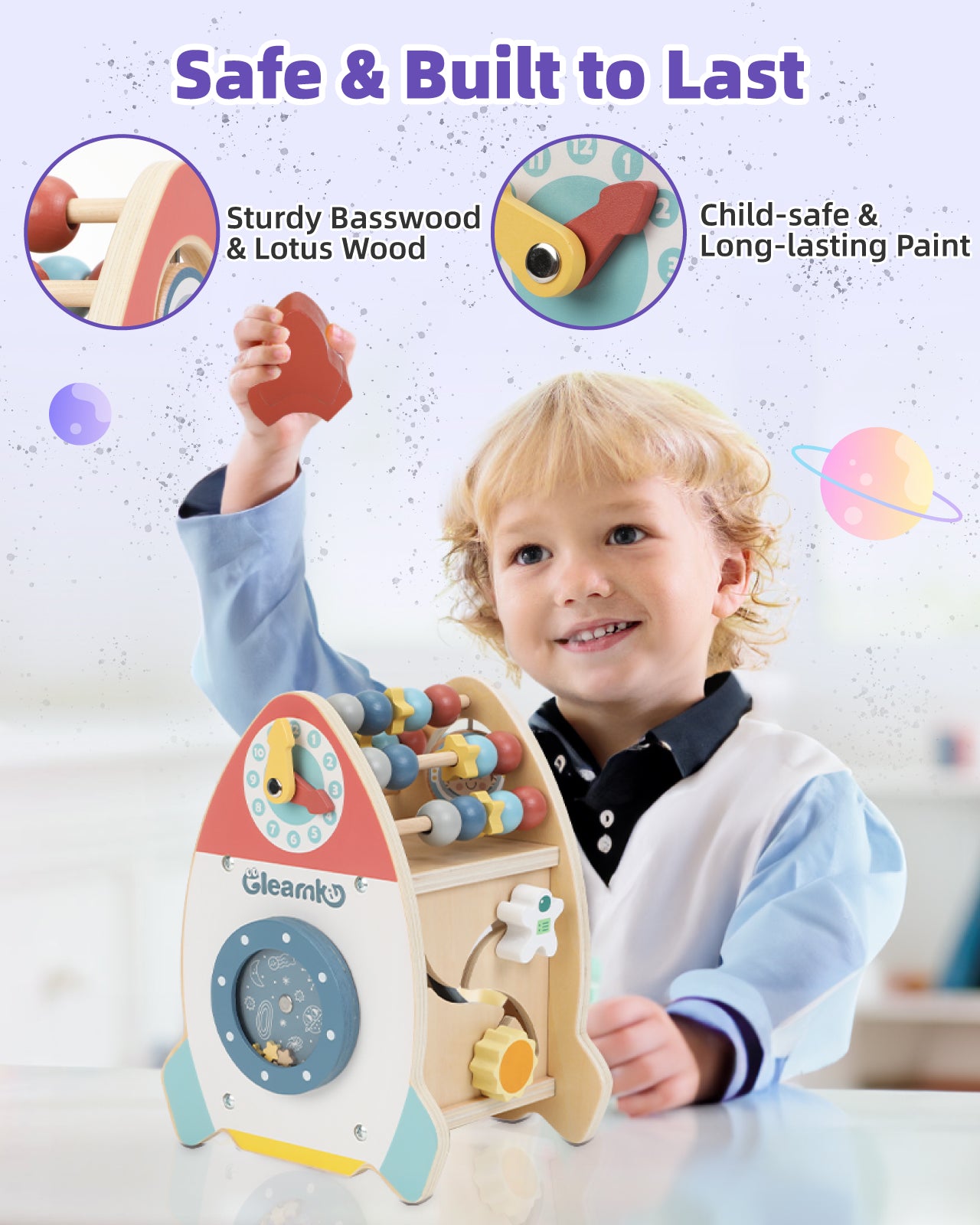 Wooden Activity Cube for Toddlers, 7-in-1 Early Educational Montessori Learning Toys with Abacus & Maze , Baby Puzzle Toys Gift for Children