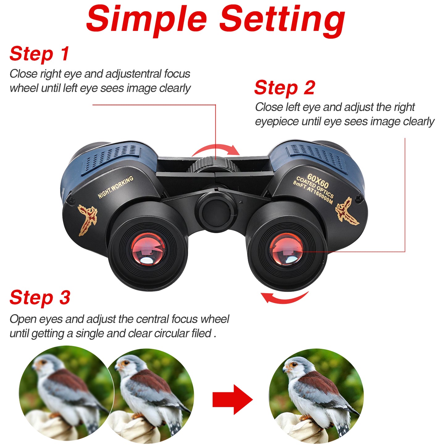 Zacro 60X60 Binoculars for Adults, High Power HD Binoculars with Low Light Night Vision, Professional Waterproof Binoculars with BAK4 Prism FMC Lens for Bird Watching Hunting Sightseeing