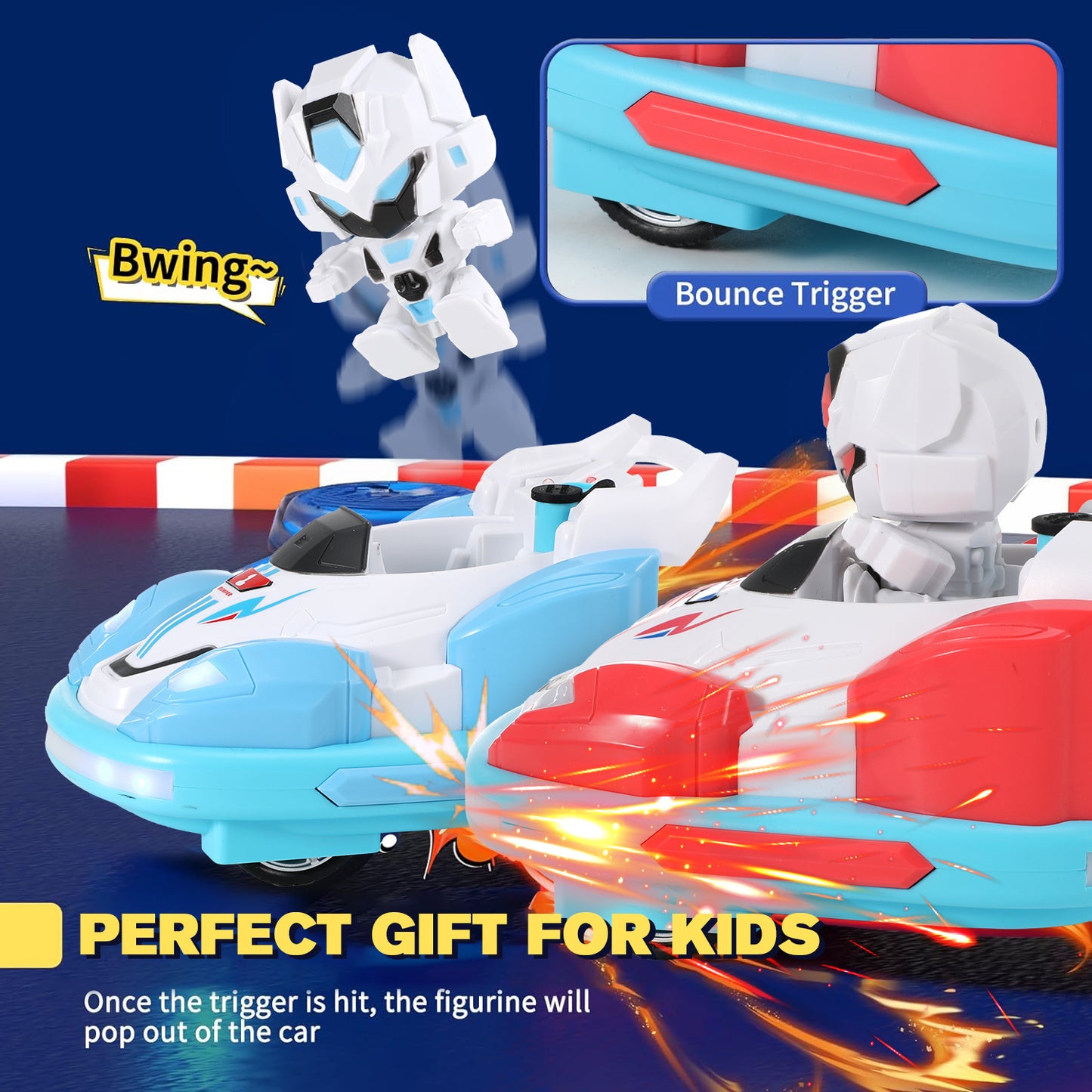 Anpro Remote Control Car for Toddlers, Kids RC Ejecting Bumper Car with Music LED Lights Spray, RC Cartoon Car Speed Bumper Cars Toys Set of 2 Players for Boy Birthday Gifts