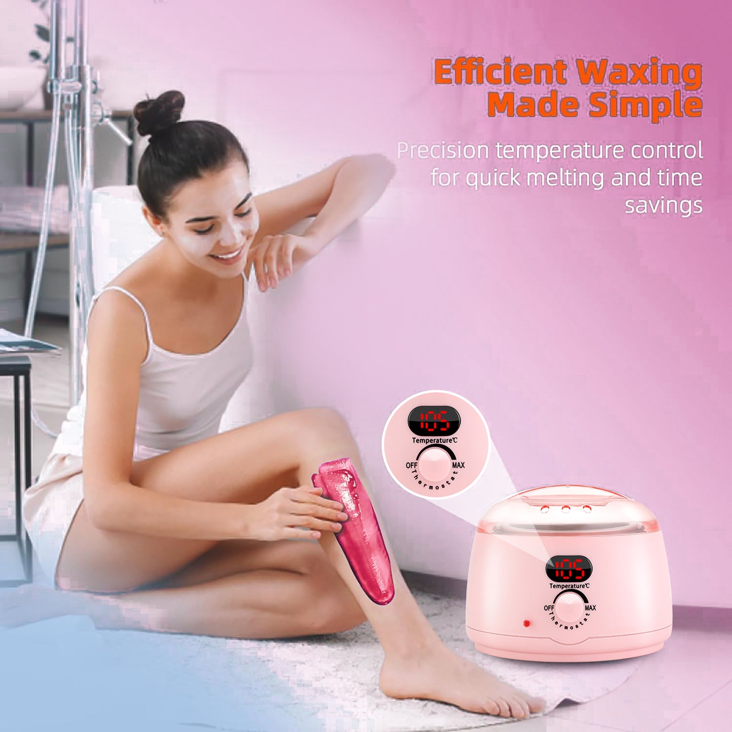 Lictin Waxing Kit for Women, Wax Warmer Machine for Hair Removal with 4 Packs of Wax Beads, Digital Waxing Kit for Sensitive Skin, Brazilian, Eyebrows, Face, Legs, Underarms