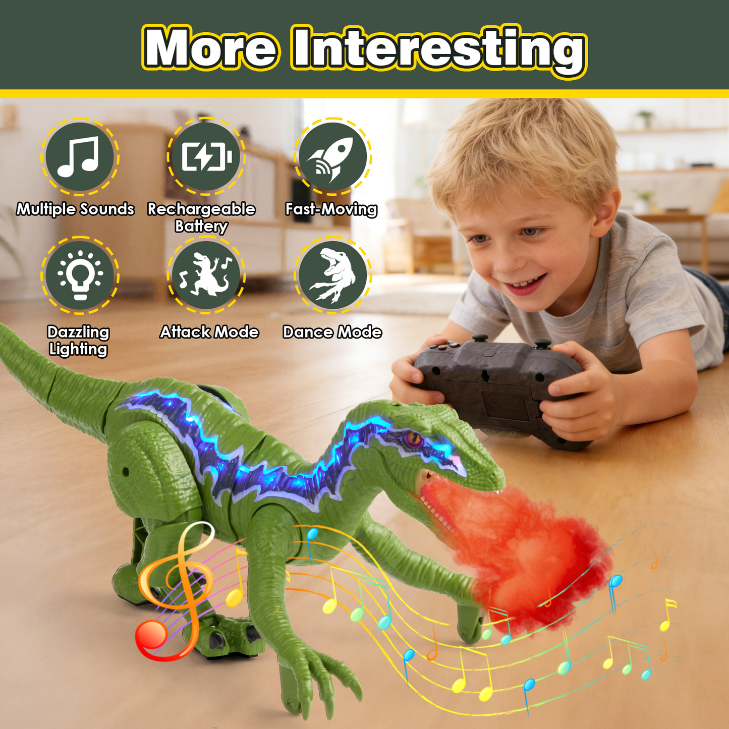 Zacro Remote Control Dinosaur Toys for Kids, Big T-Rex Dinosaur Toy with Spray, Light and Realistic Roar Sound, Walking Dinosaur Toy for Toddlers Boys Girls 3-8 Year Old