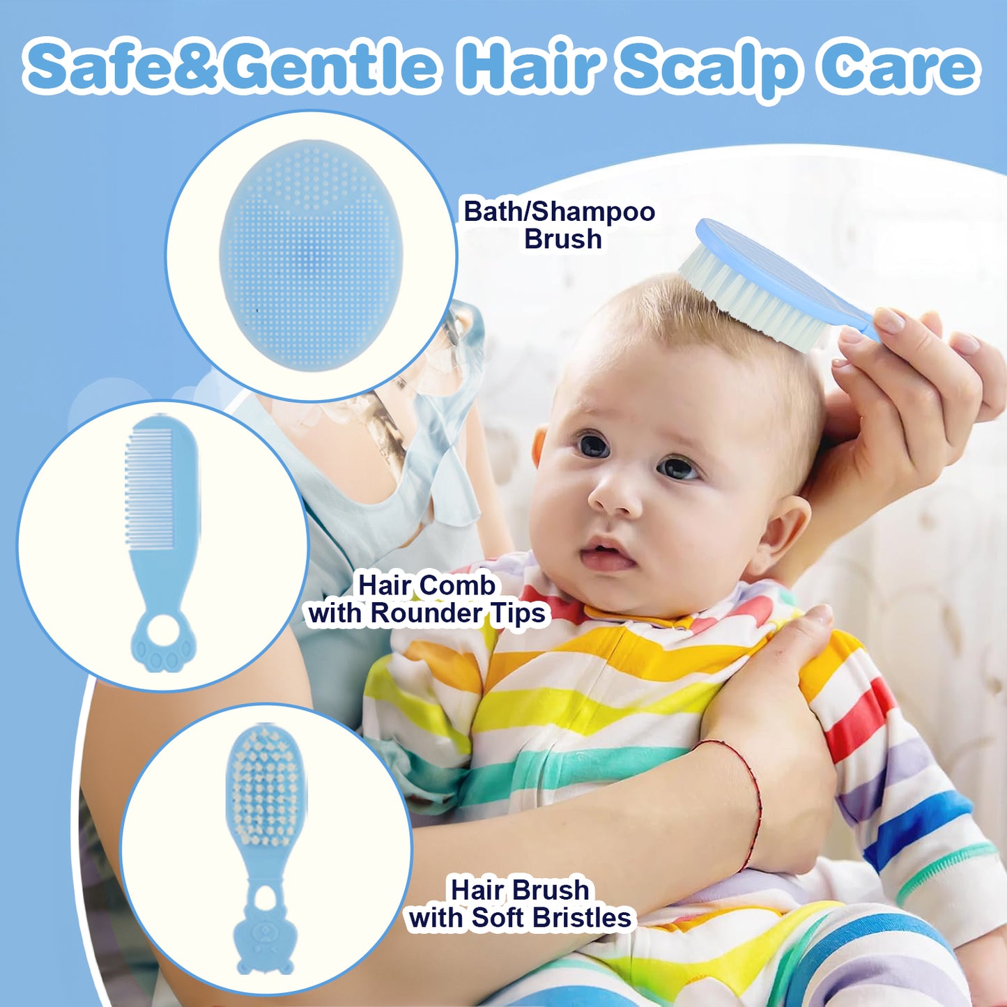 Lictin Baby Healthcare and Grooming Kit, 23 in 1 Electric Safety Nail Trimmer Newborn Nursery Health Care Set with Thermometer, for Infant Toddlers Baby Shower Gifts, Blue