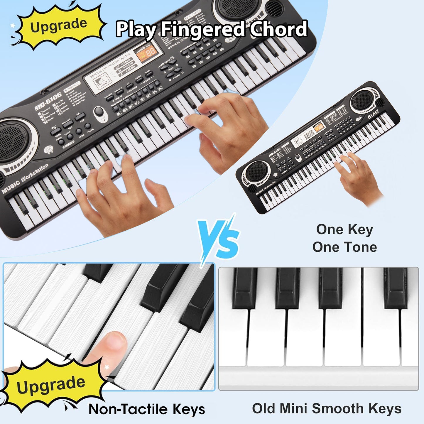 Lictin 61 Keys Keyboard Piano Toys for Kids, Electronic Musical Instrument Piano with Microphone, Toddlers Piano Keyboard Toy Gift for 1 2 3 4 5 Years Old Boys Girls, Black