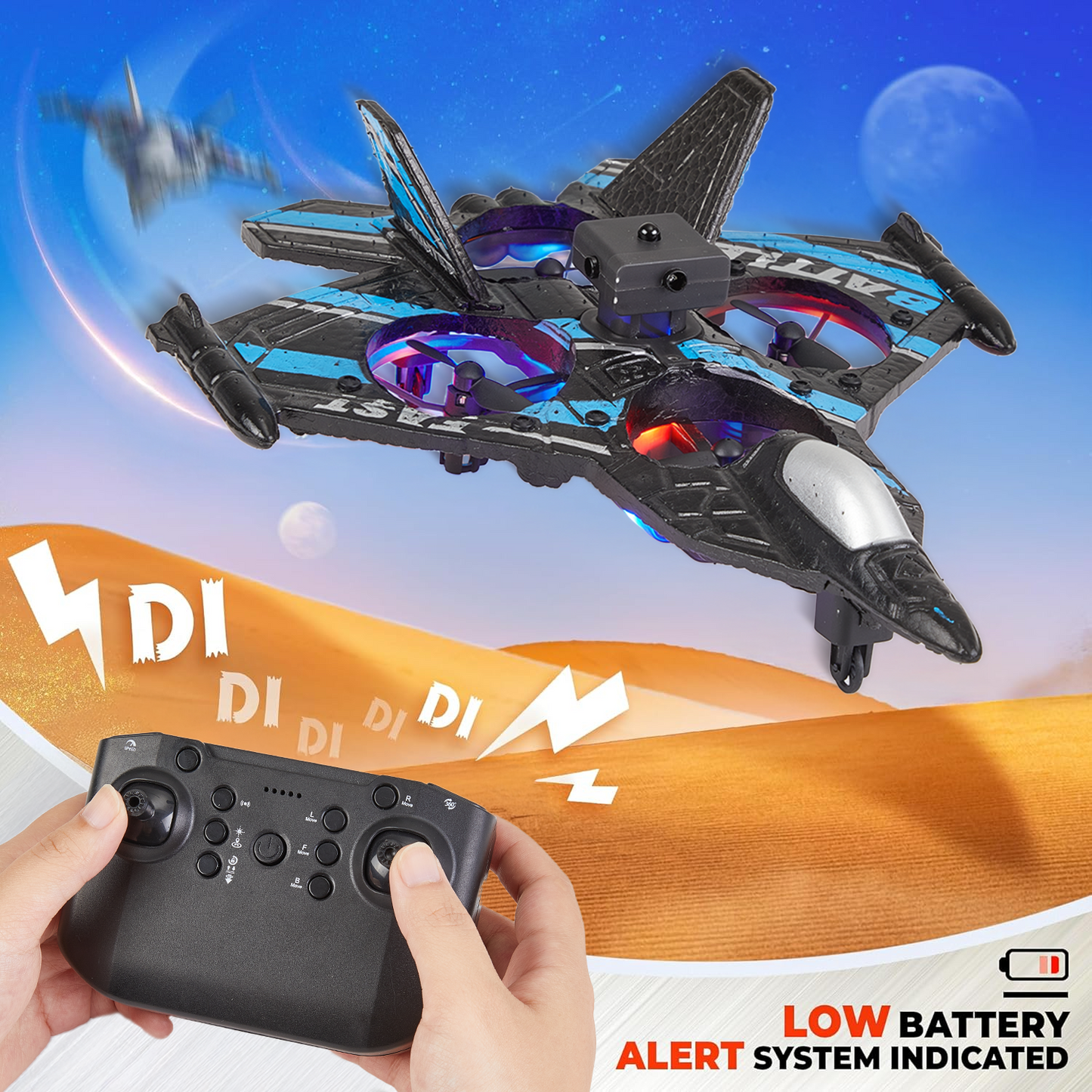 Gleamkid Foam Remote Control Airplane for Kids, 2.4GHz RC Plane with LED Lights & 360° Spin, Easy to Fly RC Aircraft Glider for Kids Adults, Black