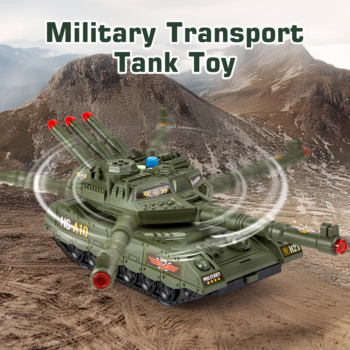 Tank Toy Set for Kids, Army Tank Toy with Realistic Light & Sound, 3PCS Army Vehicles, 10 Army Men, Rotating Turret and Missile, Gift for Kids Ages 3-12