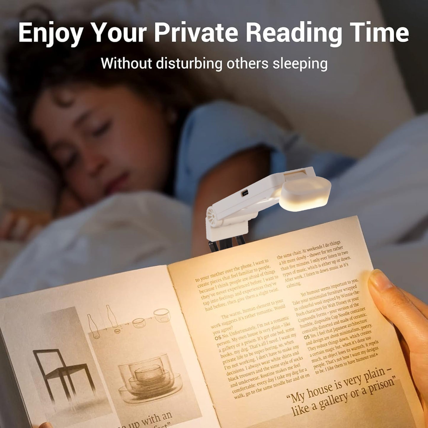 Anpro USB Rechargeable Book Light 9 LED, Mini Portable Clip-on Reading Light, 5 Brightness Levels Lighting & 3 Color Temperatures, Lamp head 90° rotation, up to 80 Hours Reading