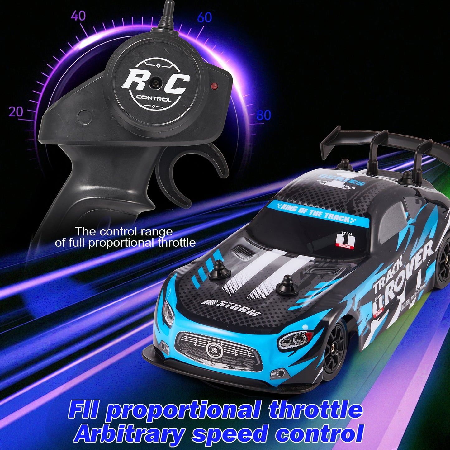 Anpro 1:24 Scale Drift RC Cars, 4WD Remote Control Car, High Speed Racing Vehicle with 2 Rechargeable Batteries, Speed Up to 30KM/H, Racing Sport Toy for Adults Boys Girls Kids