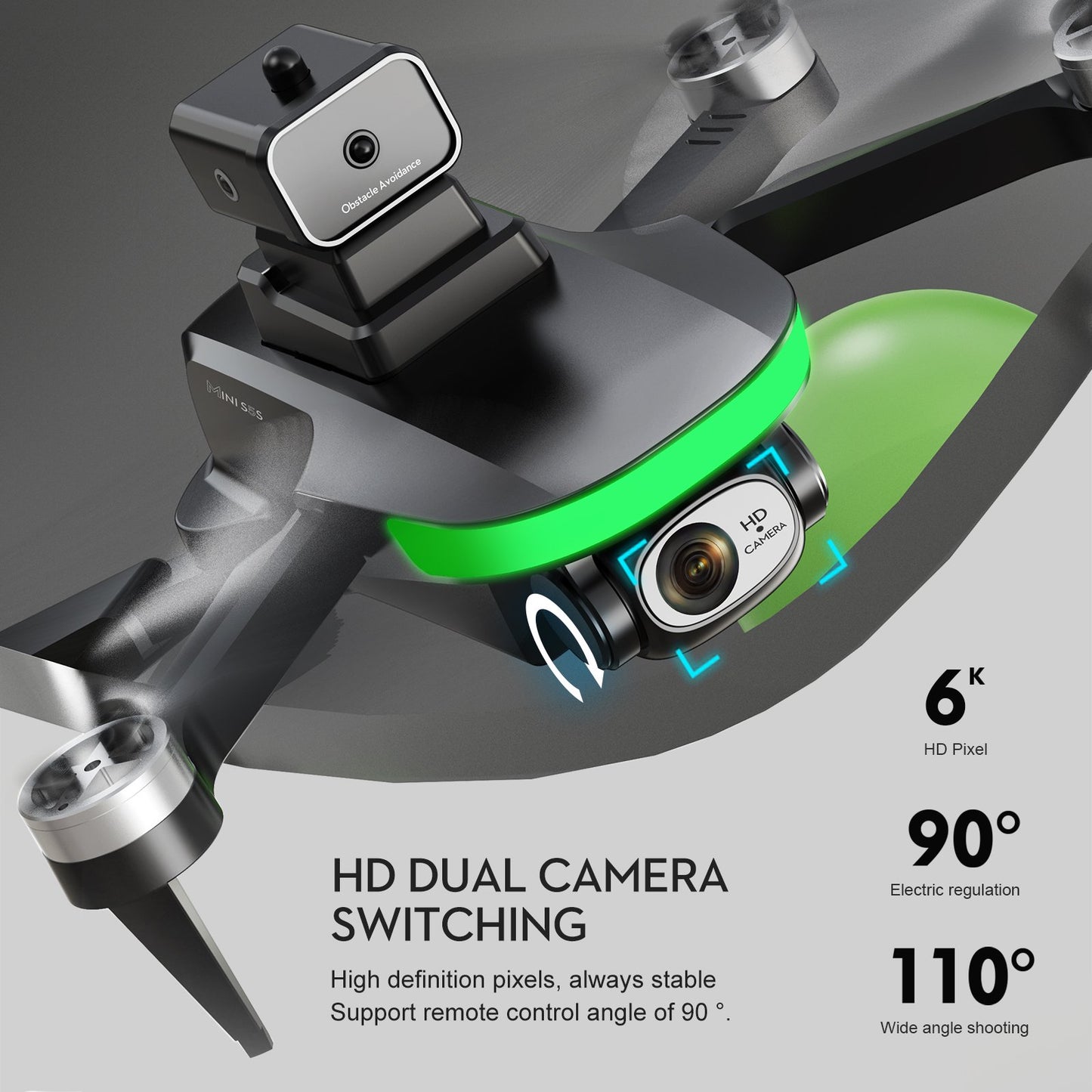 Anpro Mini S5S Drone with Camera for Adults, 4K HD Dual Camera WIFI Live Video Foldable RC Quadcopter with Brushless Motor, 3 Batteries, Black
