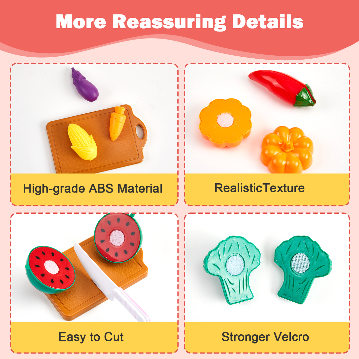Gleamkid Kids Pretend Play Kitchen Accessories, 61pcs Kitchen Playset, Pretend Cooking Play Pots with Pans, Pot and Utensils, Preschool Learning Education Toys for Toddler Boys Girls
