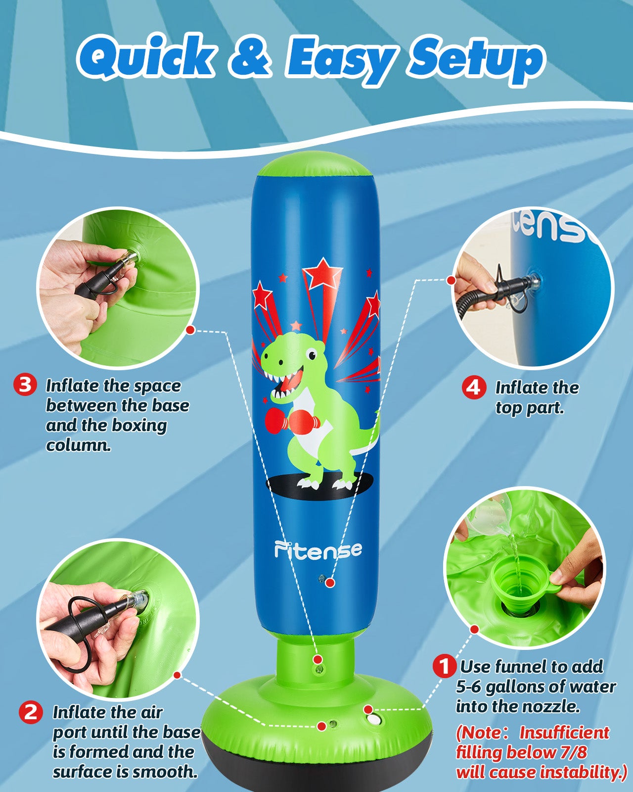 Punching Bag for Kids, 63 Inch Inflatable Boxing Bag with Gloves & Pump, Dinosaur Punching Toy Gifts for Boys & Girls Age 3-8, Kids Boxing Set for Practicing Karate & Taekwondo