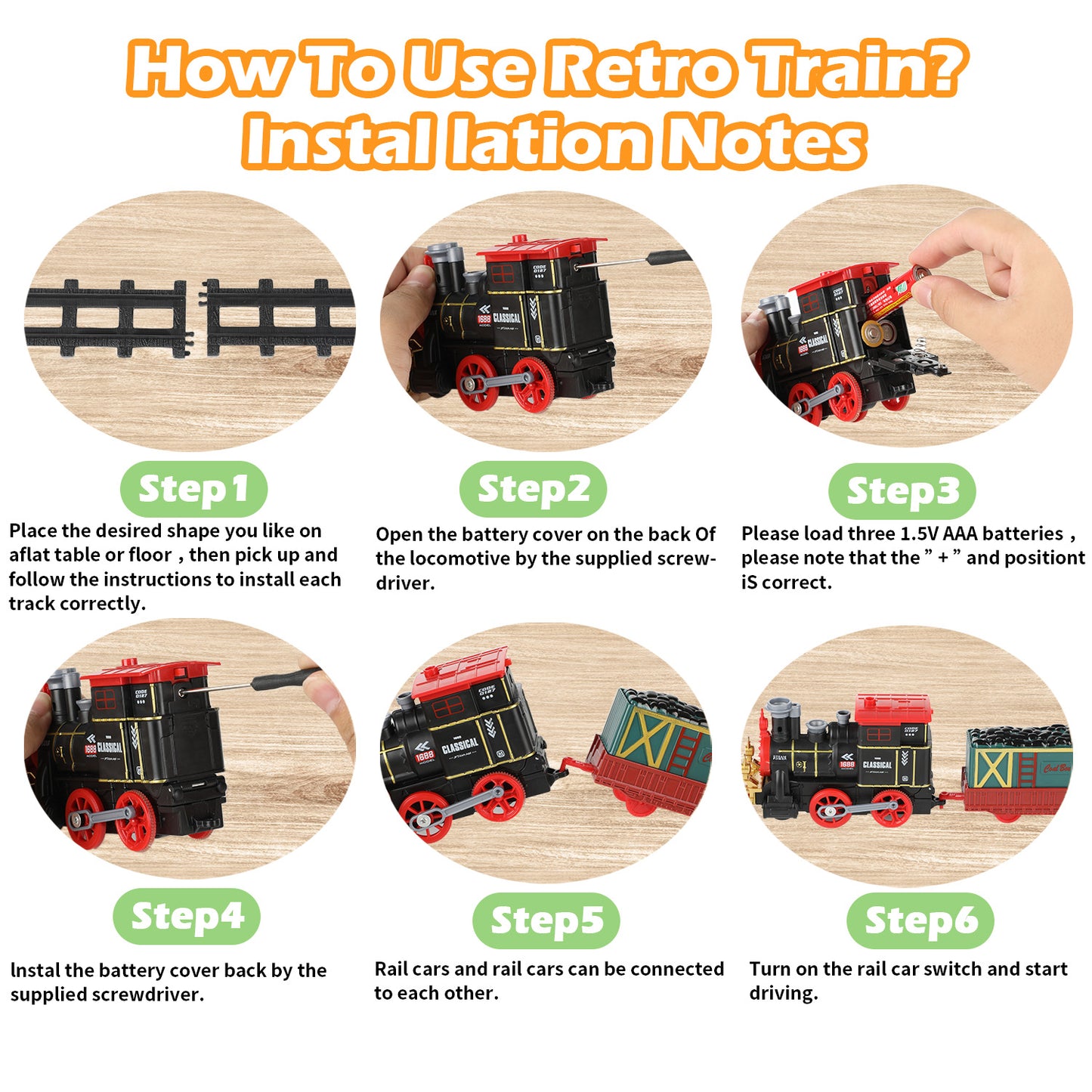 Anpro Electric Train Set for Kids, Train Track Toy with Smoke & Sound, Christmas Train Gift for Boy & Girl