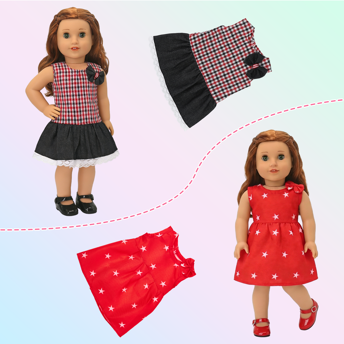 Lictin American 18 inch Doll Clothes and Accessories, 12 Sets Doll Clothing Outfits Dress for 18" Girl Doll, Birthday Gifts for Kids Girl