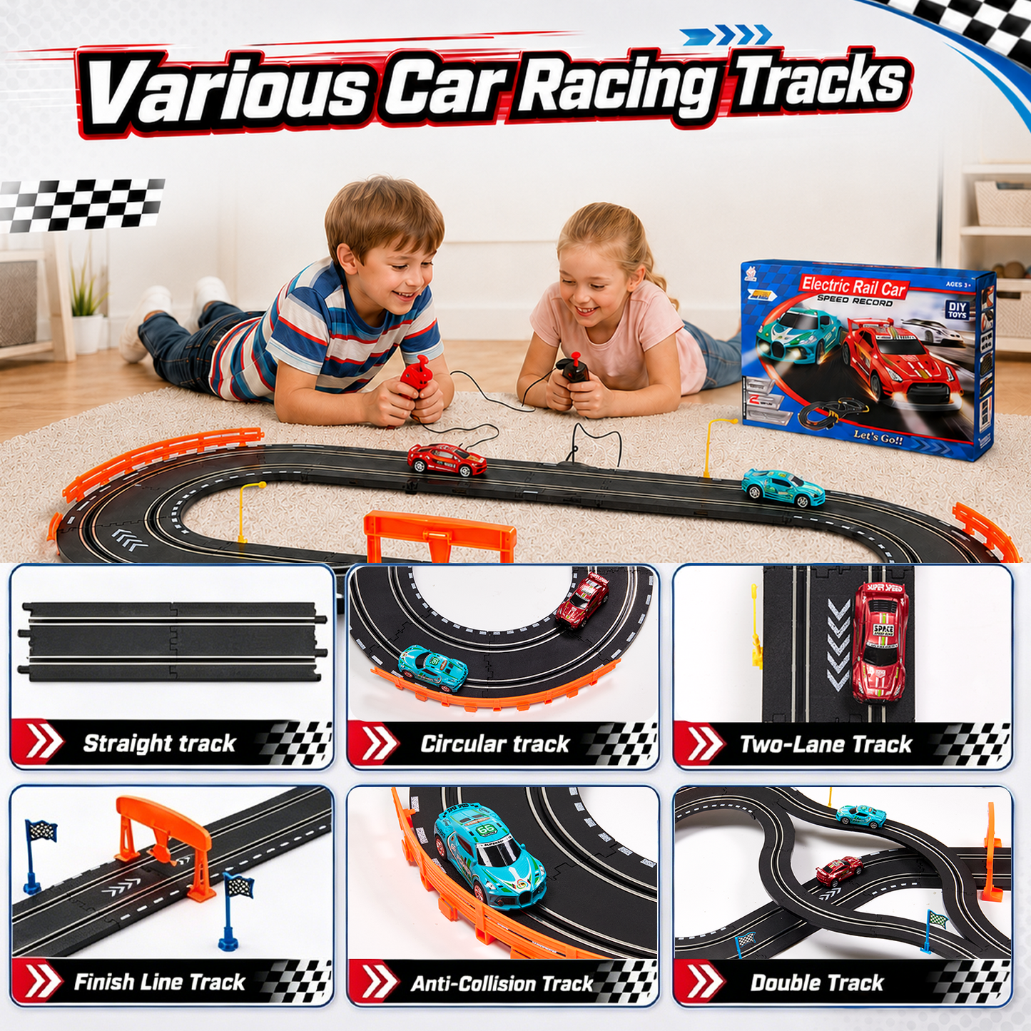 Zacro Slot Car Race Track Set, 20ft Electric Race Car Track Set with 2 High Speed Cars and 2 Electric Controller for Boys Girls Kids