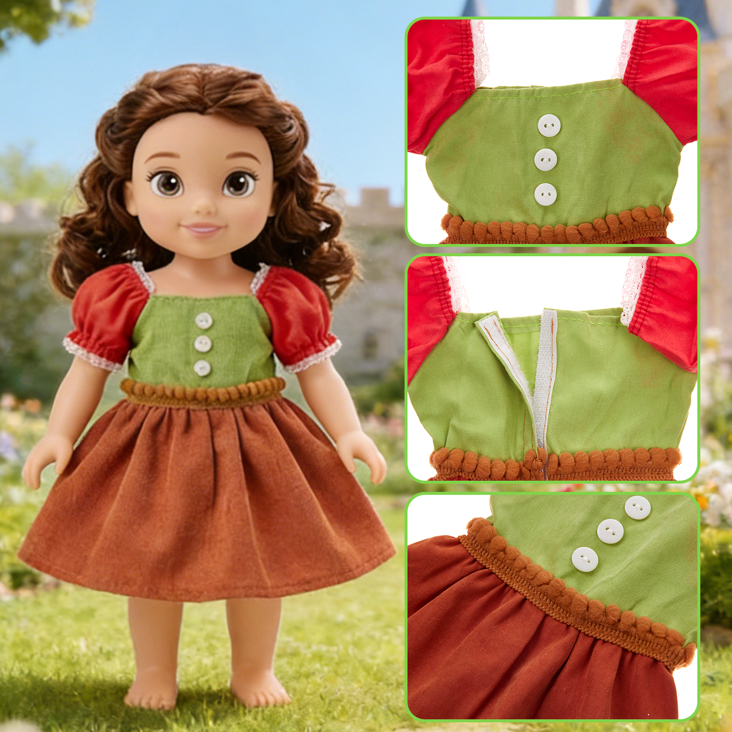 Lictin American 18 inch Doll Clothes Set, 18" Girl Doll Princess Costumes Dress Kit, 6 pcs Doll Clothing Gifts for Girl Kids
