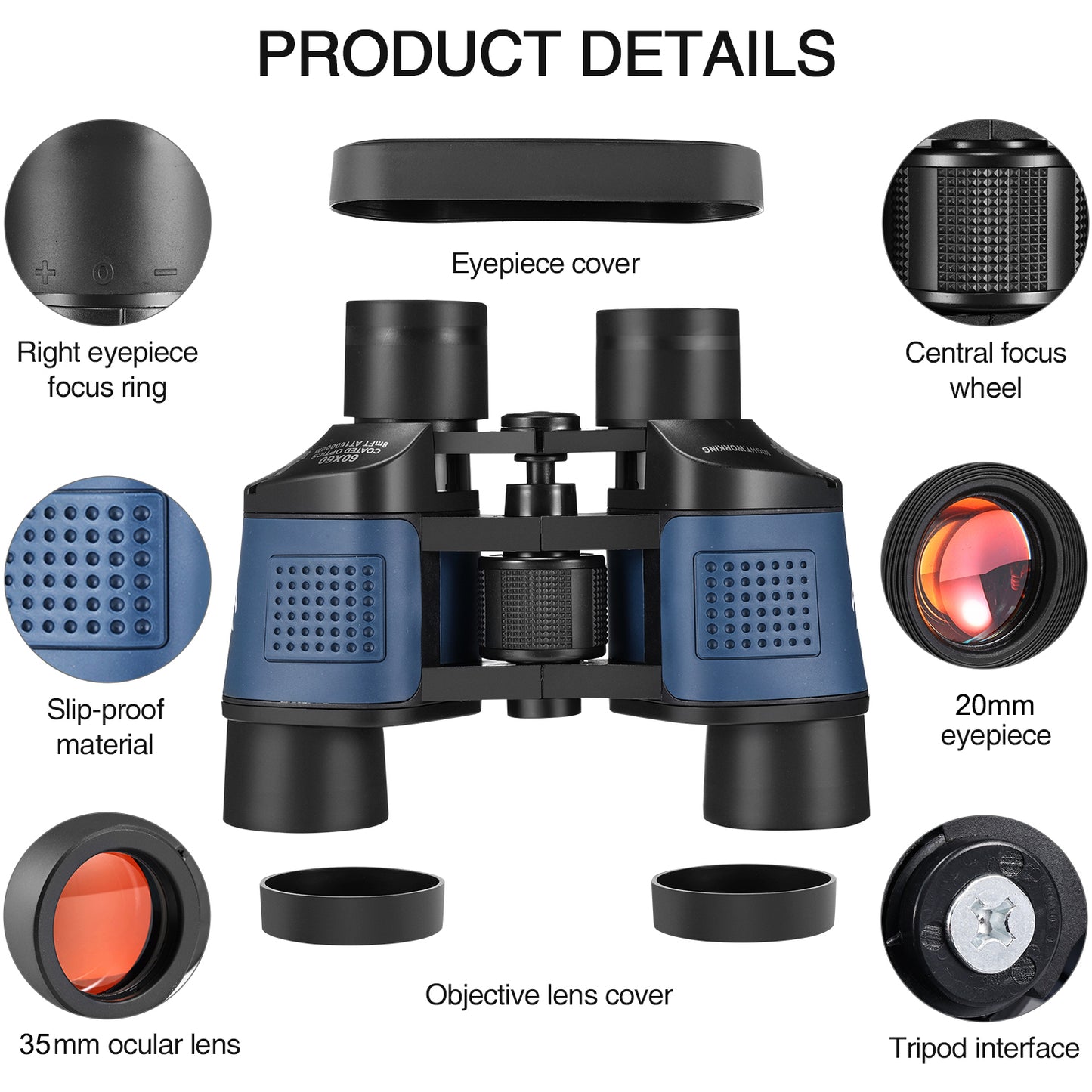Zacro 60X60 Binoculars for Adults, High Power HD Binoculars with Low Light Night Vision, Professional Waterproof Binoculars with BAK4 Prism FMC Lens for Bird Watching Hunting Sightseeing