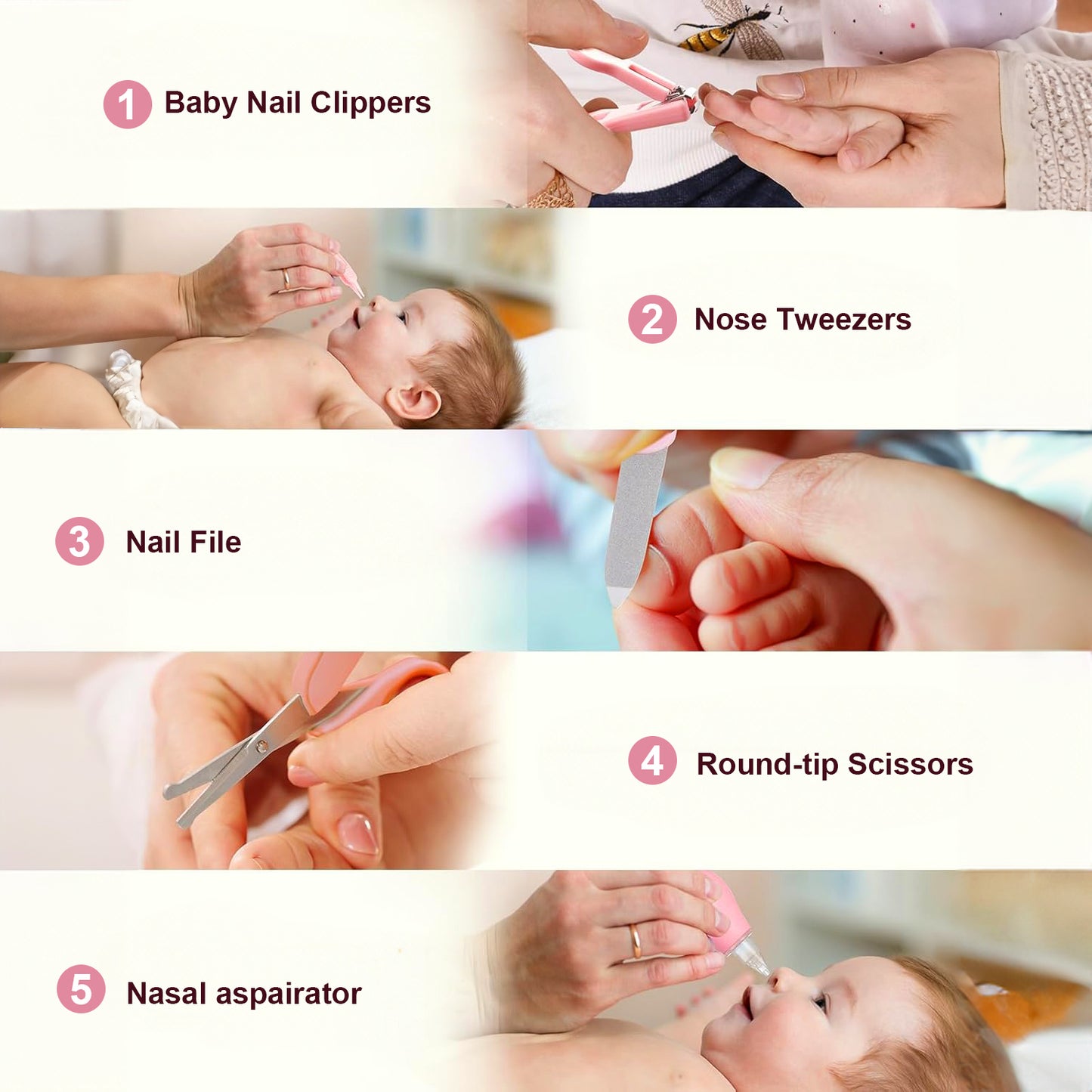 Lictin Baby Healthcare and Grooming Kit, 23 in 1 Electric Safety Nail Trimmer Newborn Nursery Health Care Set with Thermometer, for Infant Toddlers Baby Shower Gifts, Pink