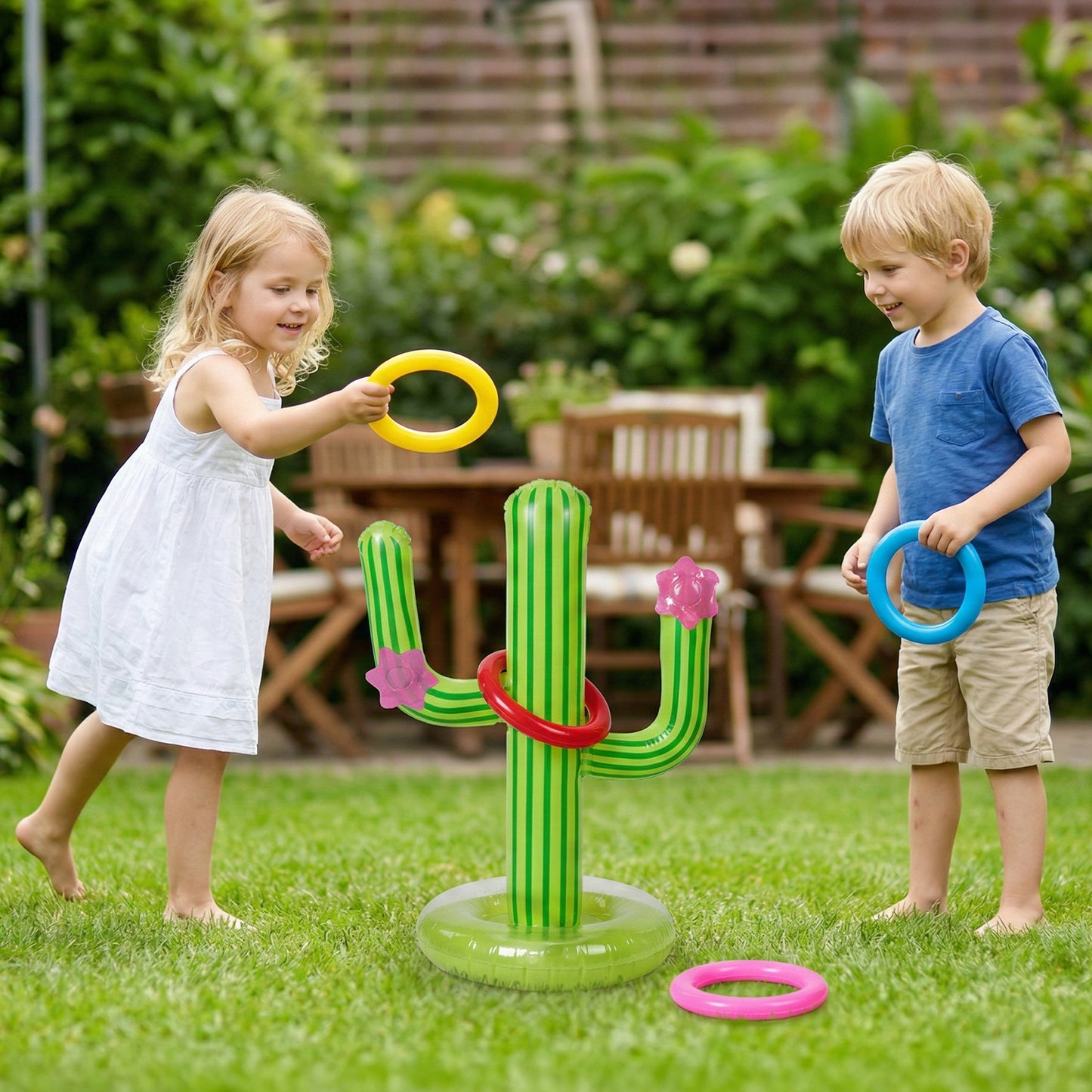 Pool Toys Games Set,Pool Basketball Hoop Inflatable Cross Ring Toss Game and Inflatable Cactus Kids for Teens Adults and Family (3 Set Water Toys)