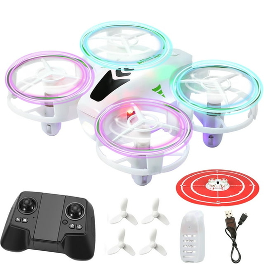 Petbank RC Toy Drones for Kids, Mini Drone with LED Lights for Beginners, RC Quadcopter with Altitude Hold and Headless Mode, 3-Gear Speeds, 3D Flips Gifts for Boys Girls White