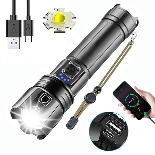 Zacro 1500 High Lumens Rechargeable Flashlight, Super Bright LED Flashlight Waterproof Zoomable Flashlight, 5 Modes for Emergencies, Camping, Outdoor Sport