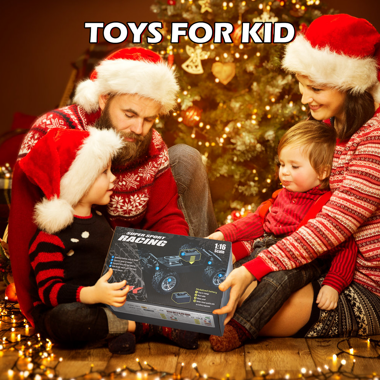 Anpro High Speed Remote Control Car, 16 Scale 40+KMH RC Monster Truck with Lights, 4WD All Terrain Off-Road Truck, 2 Batteries, Electric Vehicle Hobby Toy Gifts for Kids and Adults