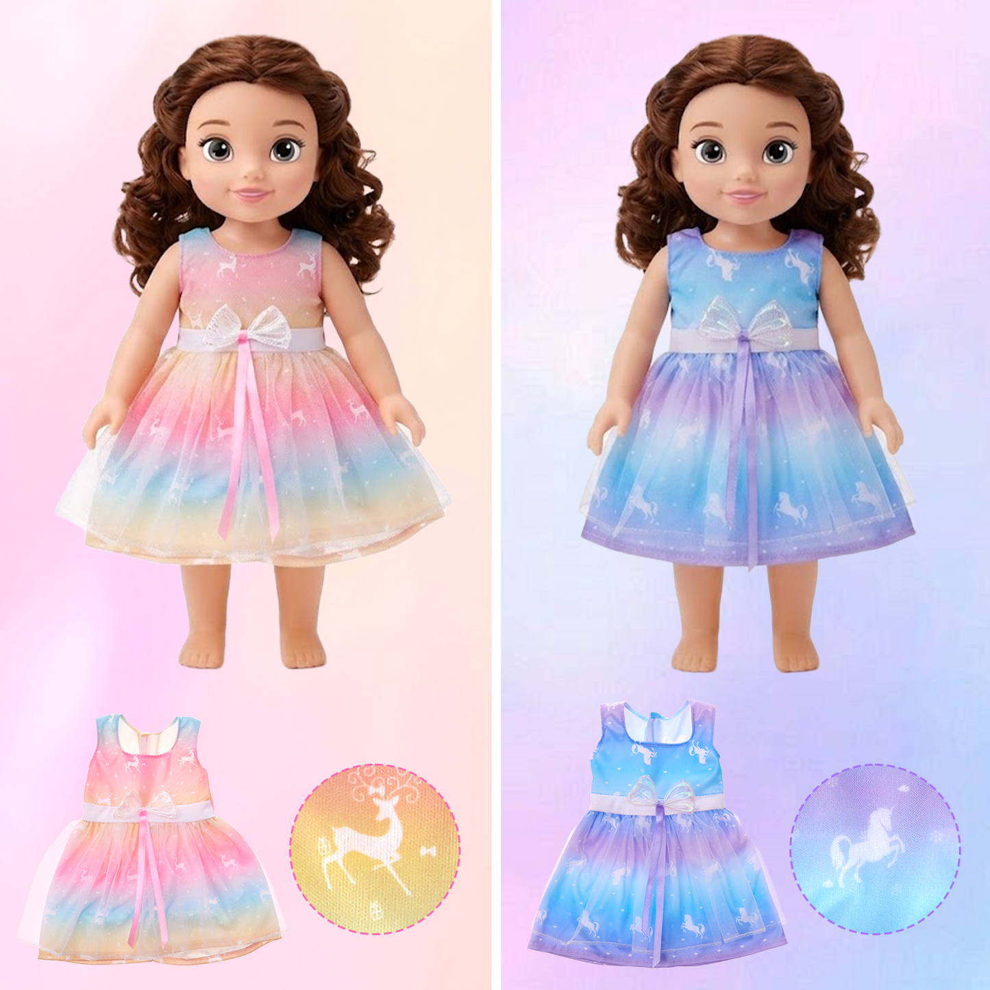 Lictin American 18 inch Doll Clothes Set, 18" Girl Doll Princess Costumes Dress Kit, 6 pcs Doll Clothing Gifts for Girl Kids