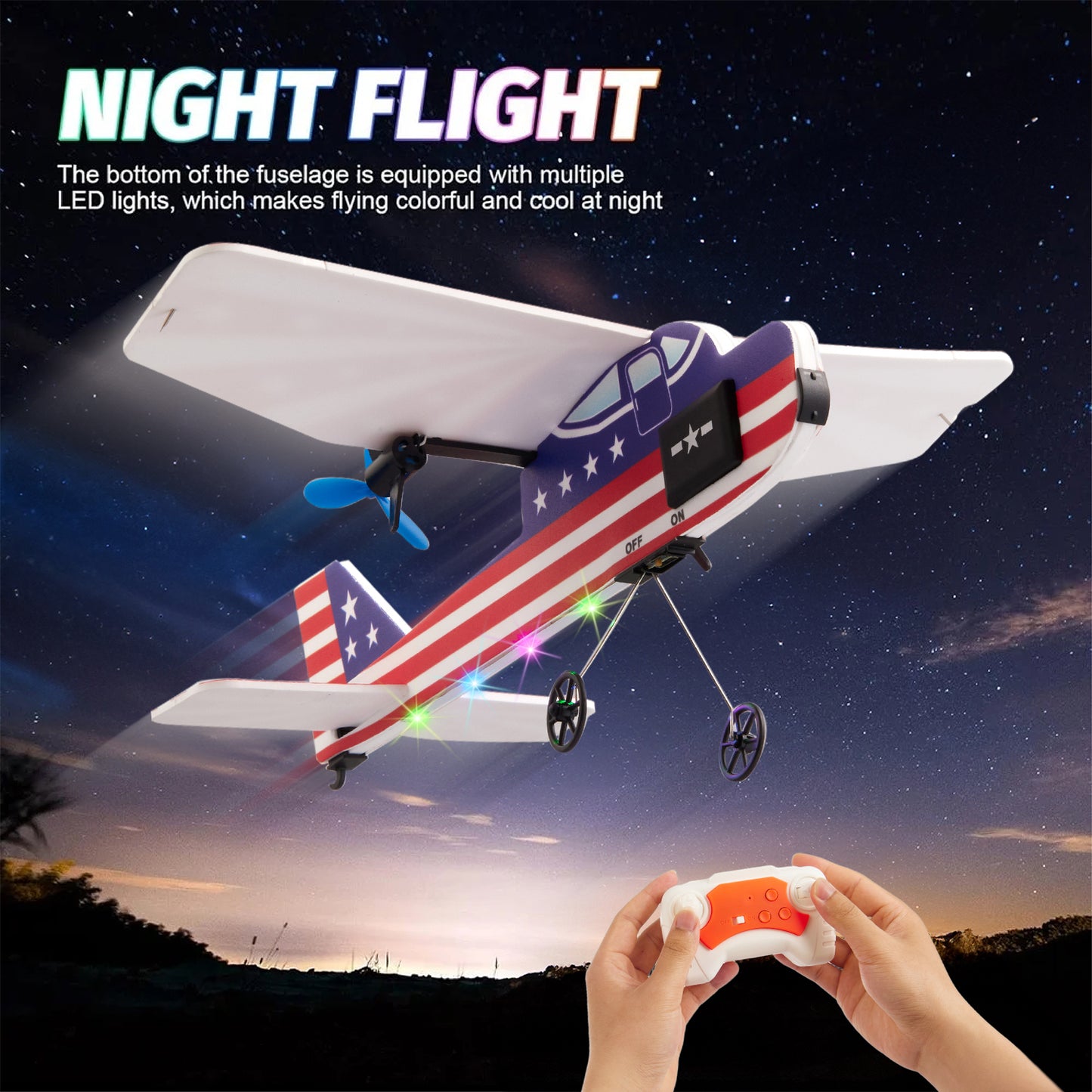 Zacro RC Plane, 2.4GHZ Remote Control Airplane Toy with Colorful LED Lights, Easy to Fly RC Glider Toy for Beginners Kids Boys Girls Adults