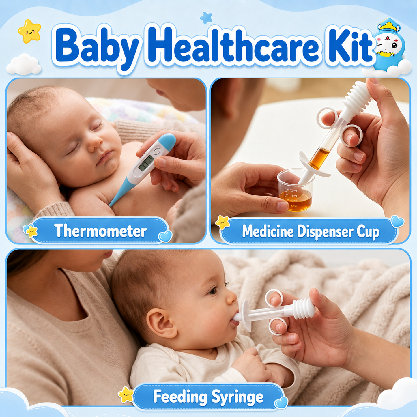 Lictin Baby Grooming and Healthcare Kit, 15PCS Newborn Nursery Safety Set with Thermometer Nail Clipper Brush Comb, Baby Care Kit for Infant Toddlers Baby Boys Girls
