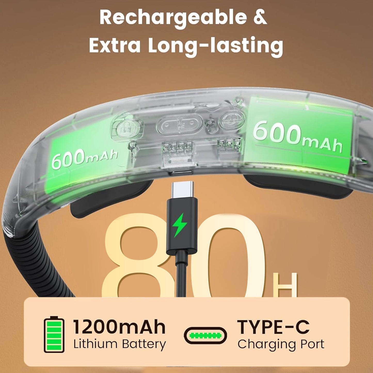 Anpro Rechargeable Neck Reading Light 4 LED, 3 Brightness Levels Lighting & 3 Color Temperatures Book Light for Reading in Bed, up to 40 Hours Reading, Bendable Long Arms Lamp