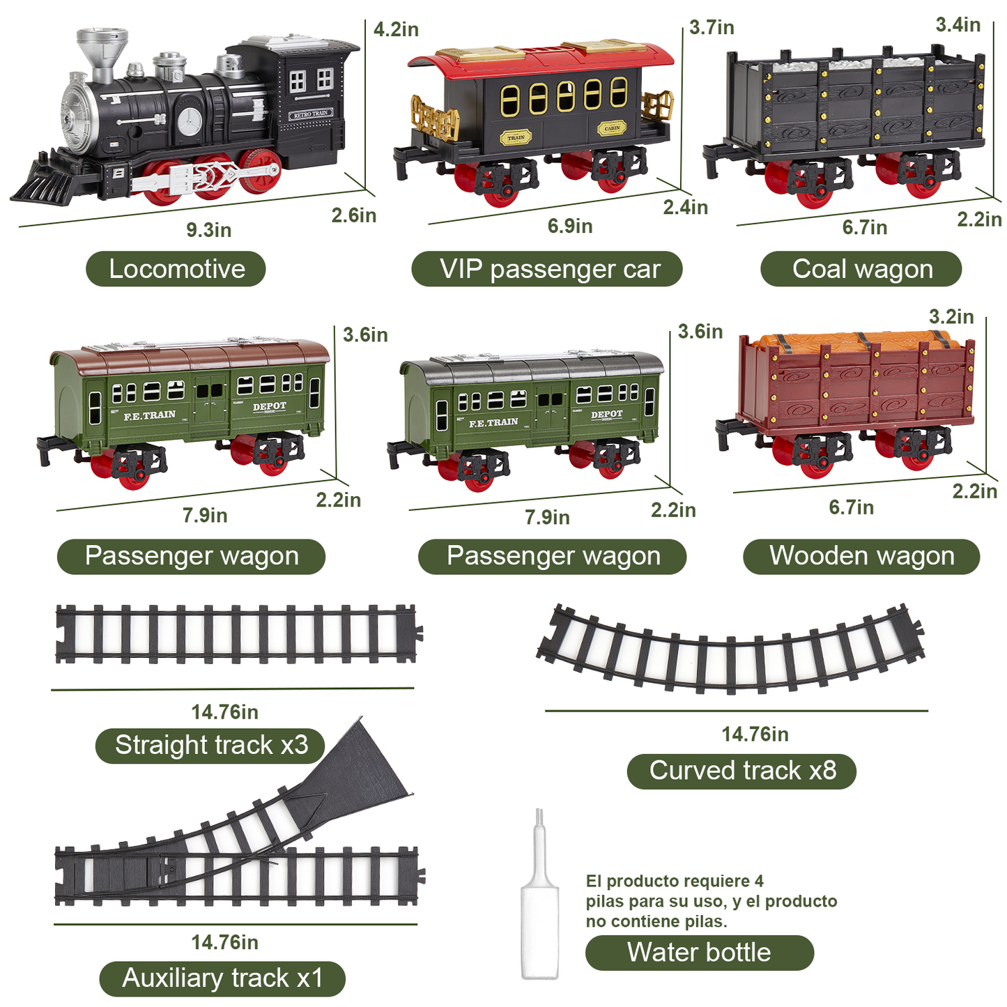 Gleamkid Electric Train Set for Kids, Train Track Toy with Smoke & Light & Sound, Christmas Train Gift for Boy & Girl